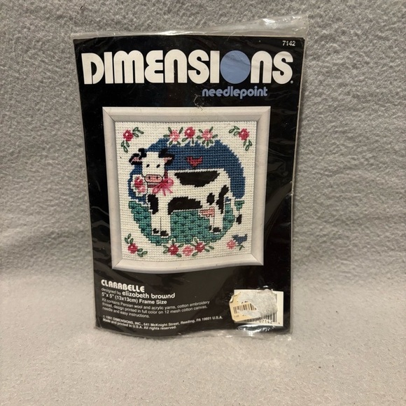 dimensions Other - Dimensions Needlepoint Kit Clarabelle 5x5 frame size made in U.S.A. Vtg. 1991